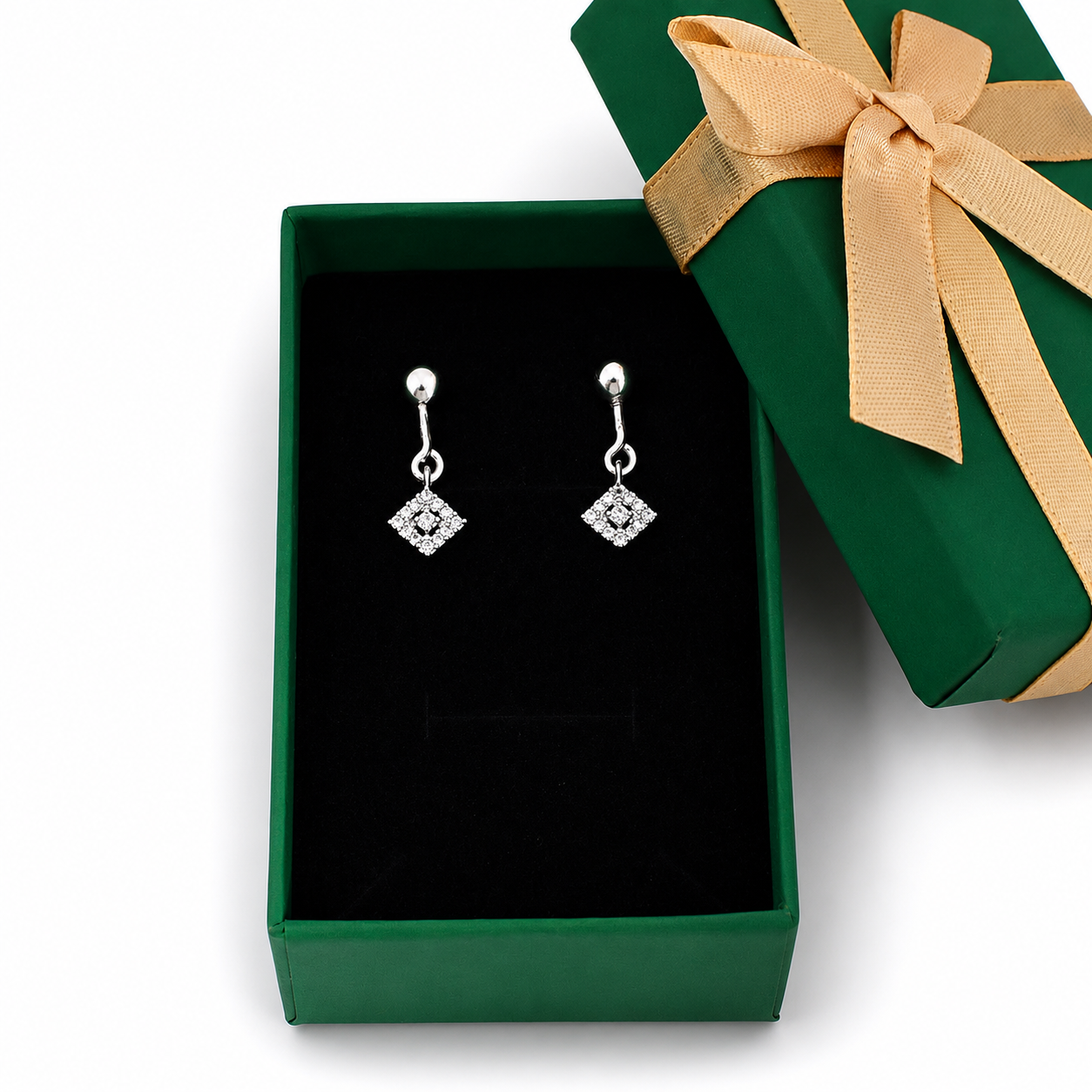 Crystal Square Drop Earrings – 925 Sterling Silver – OYA by Gemkara view 4