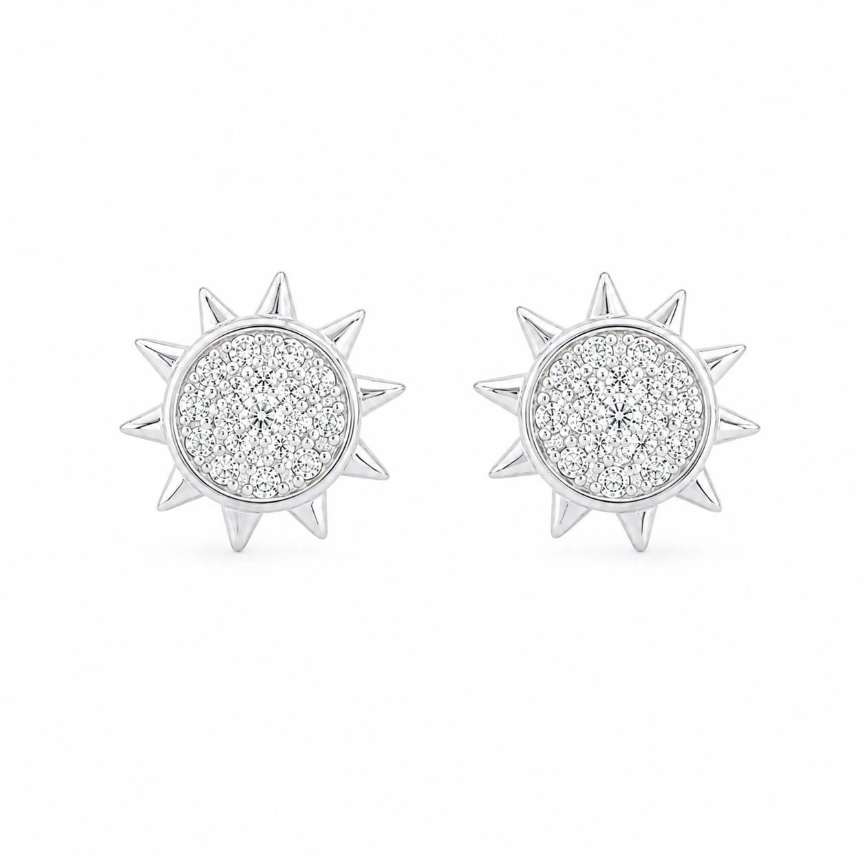 Sun Stud Earrings – 925 Sterling Silver – OYA by Gemkara view 1