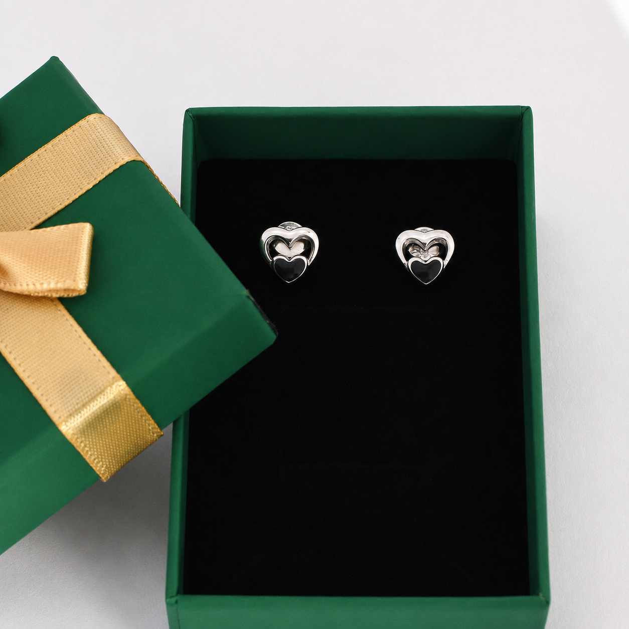 Double Heart Stud Earrings – 925 Sterling Silver – OYA by Gemkara view 3