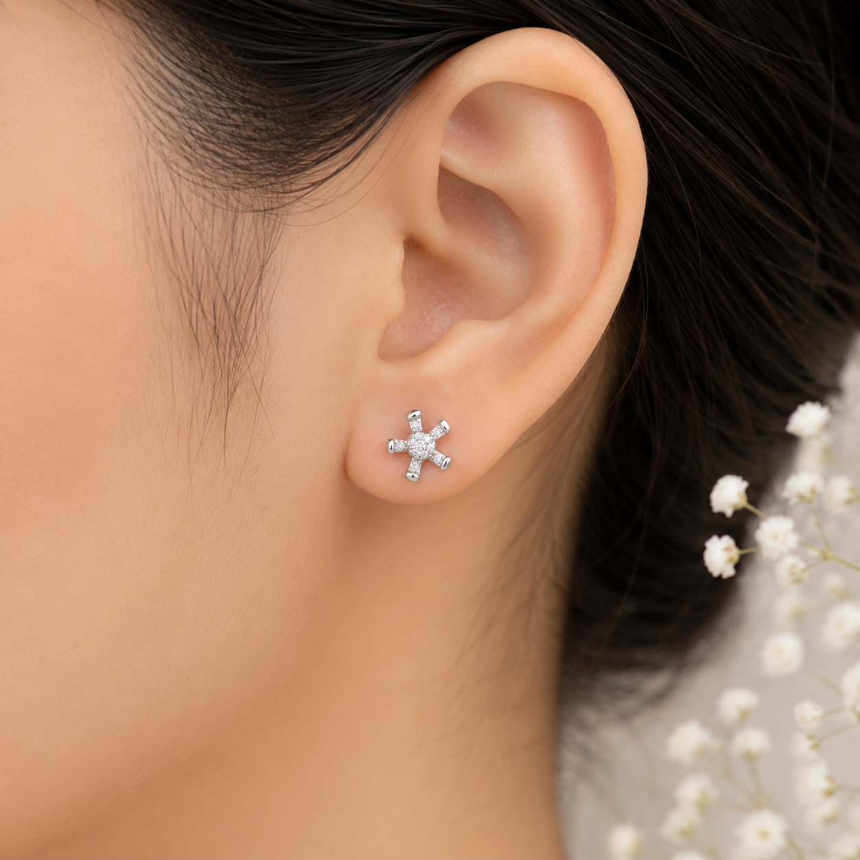 Star Stud Earrings – 925 Sterling Silver – OYA by Gemkara view 2
