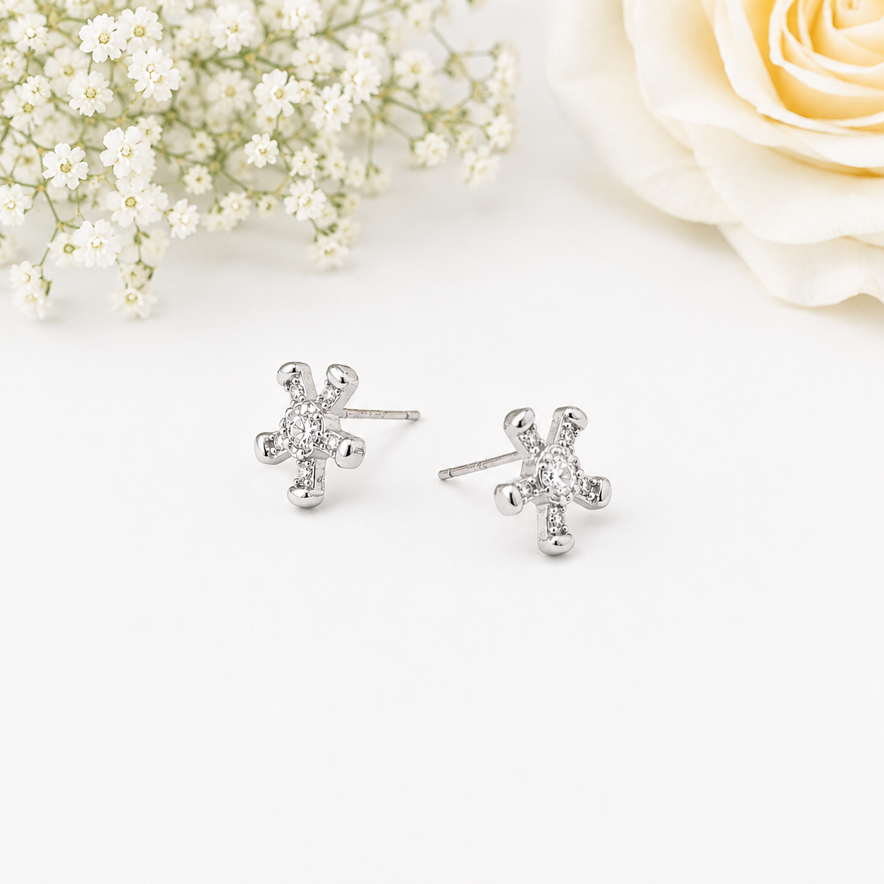 Star Stud Earrings – 925 Sterling Silver – OYA by Gemkara view 3