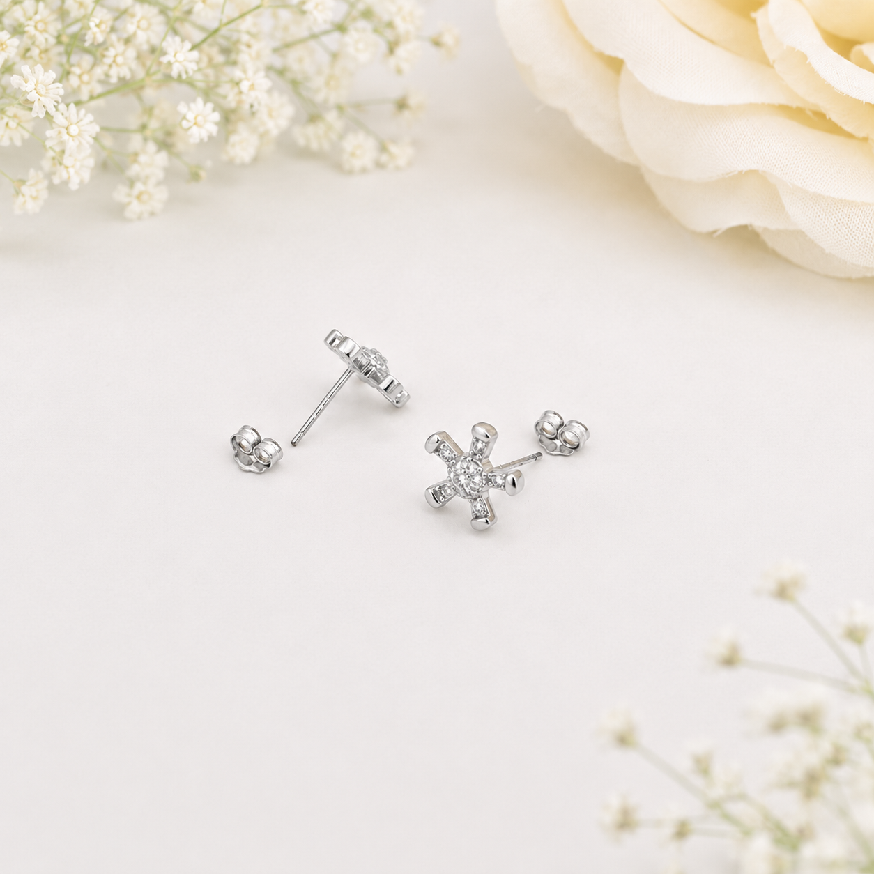 Star Stud Earrings – 925 Sterling Silver – OYA by Gemkara view 4