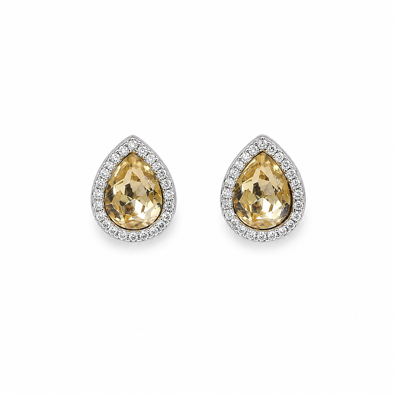 Champagne Teardrop Stud Earrings – 925 Sterling Silver – OYA by Gemkara view 1