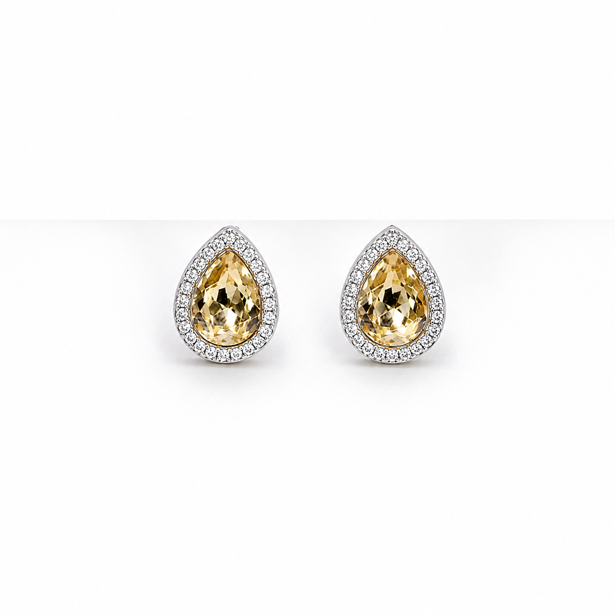 Champagne Teardrop Stud Earrings – 925 Sterling Silver – OYA by Gemkara view 2