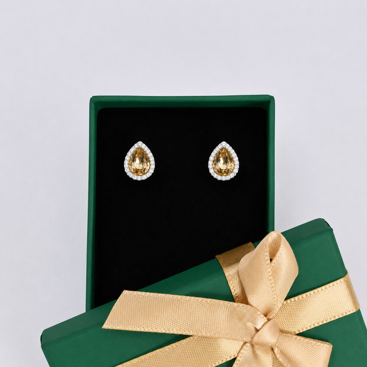 Champagne Teardrop Stud Earrings – 925 Sterling Silver – OYA by Gemkara view 4