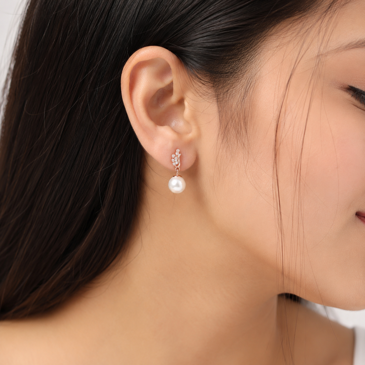 Rose Gold-Plated Silver Pearl Earrings – OYA by Gemkara view 2