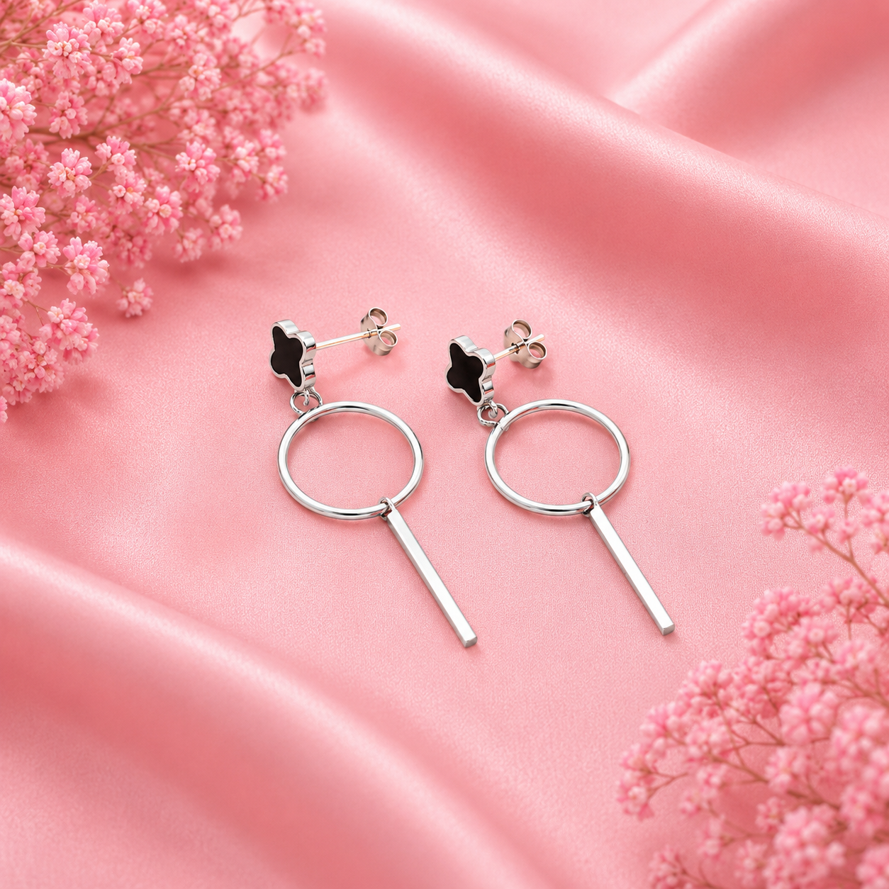 Black Clover Drop Earrings – 925 Sterling Silver – OYA by Gemkara view 4