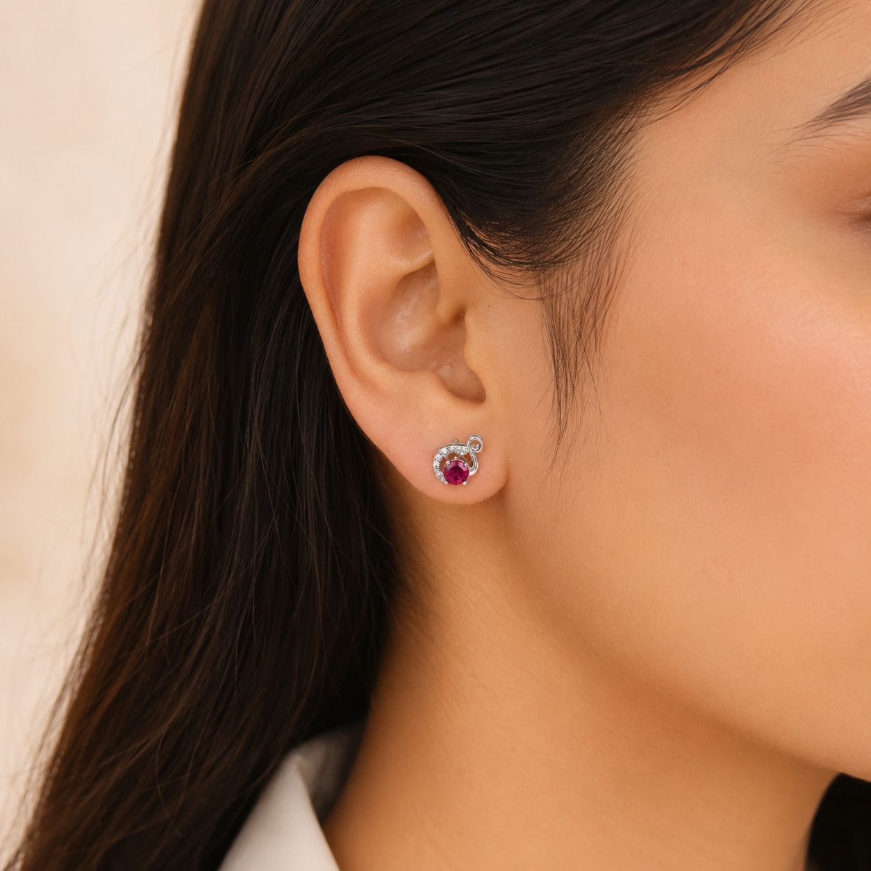 Ruby Infinity Earrings – 925 Sterling Silver – OYA by Gemkara view 2