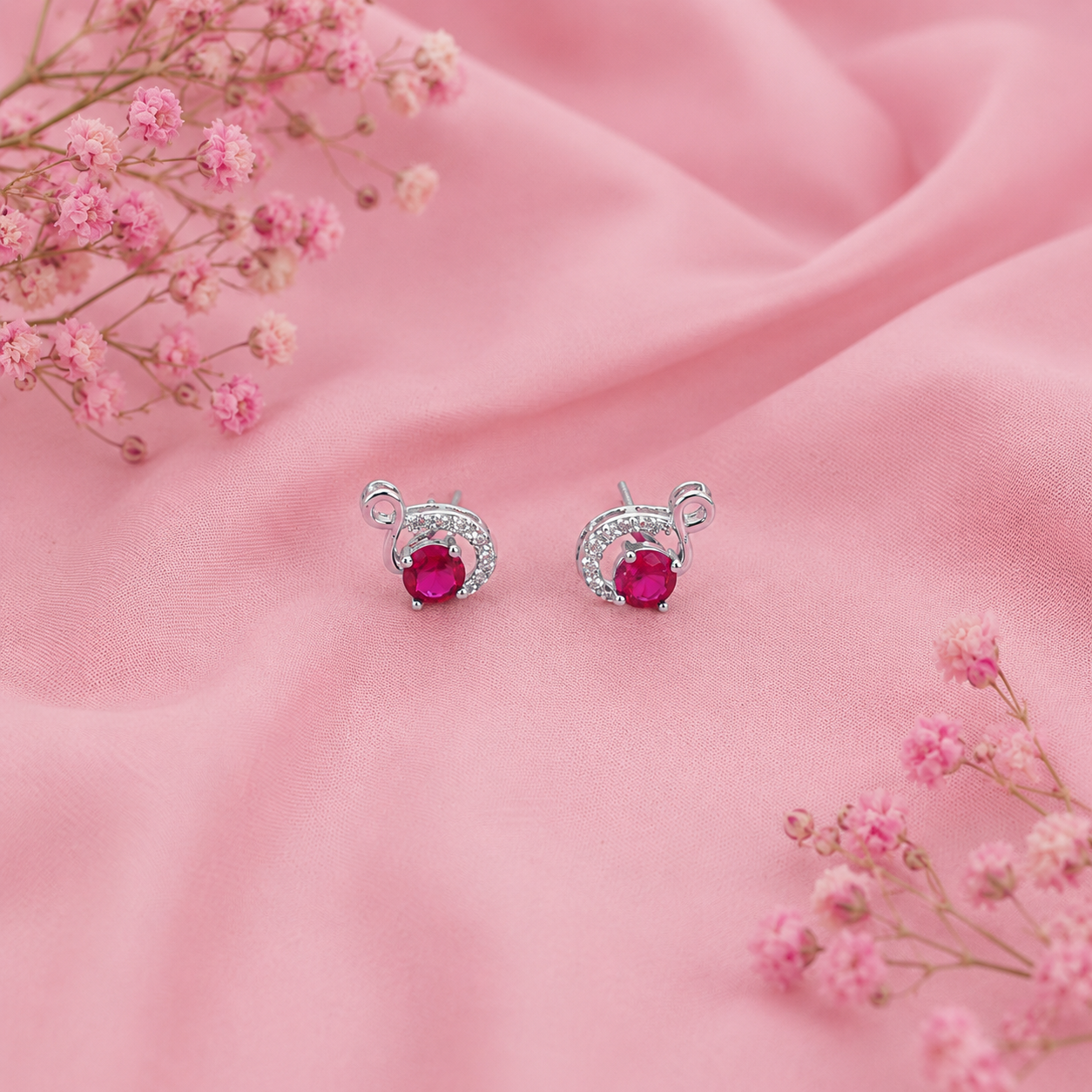 Ruby Infinity Earrings – 925 Sterling Silver – OYA by Gemkara view 3