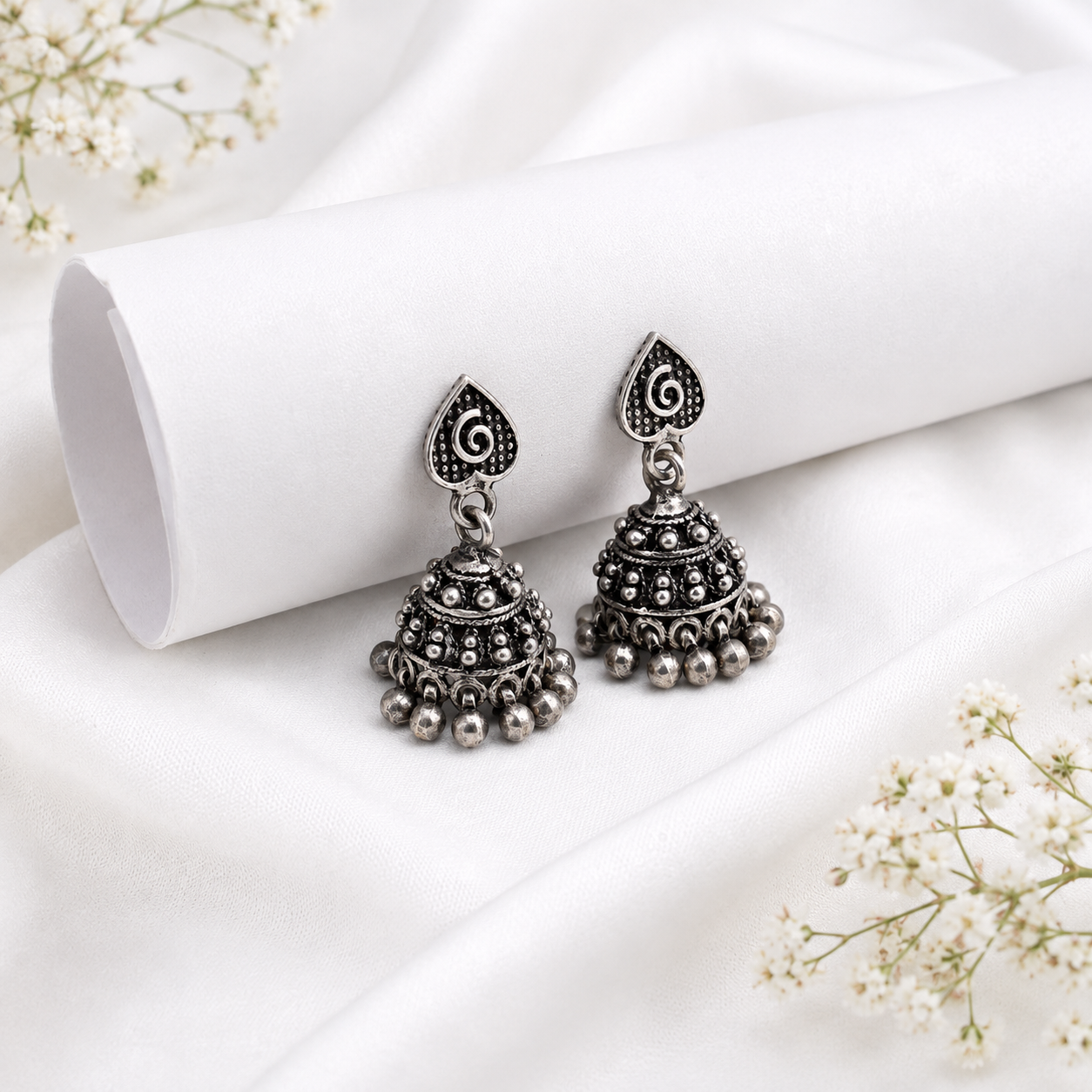 Oxidized Silver Paisley Jhumka – OYA by Gemkara view 3