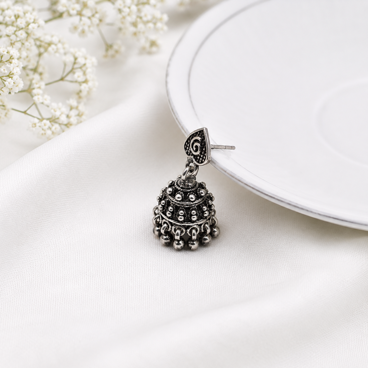 Oxidized Silver Paisley Jhumka – OYA by Gemkara view 4