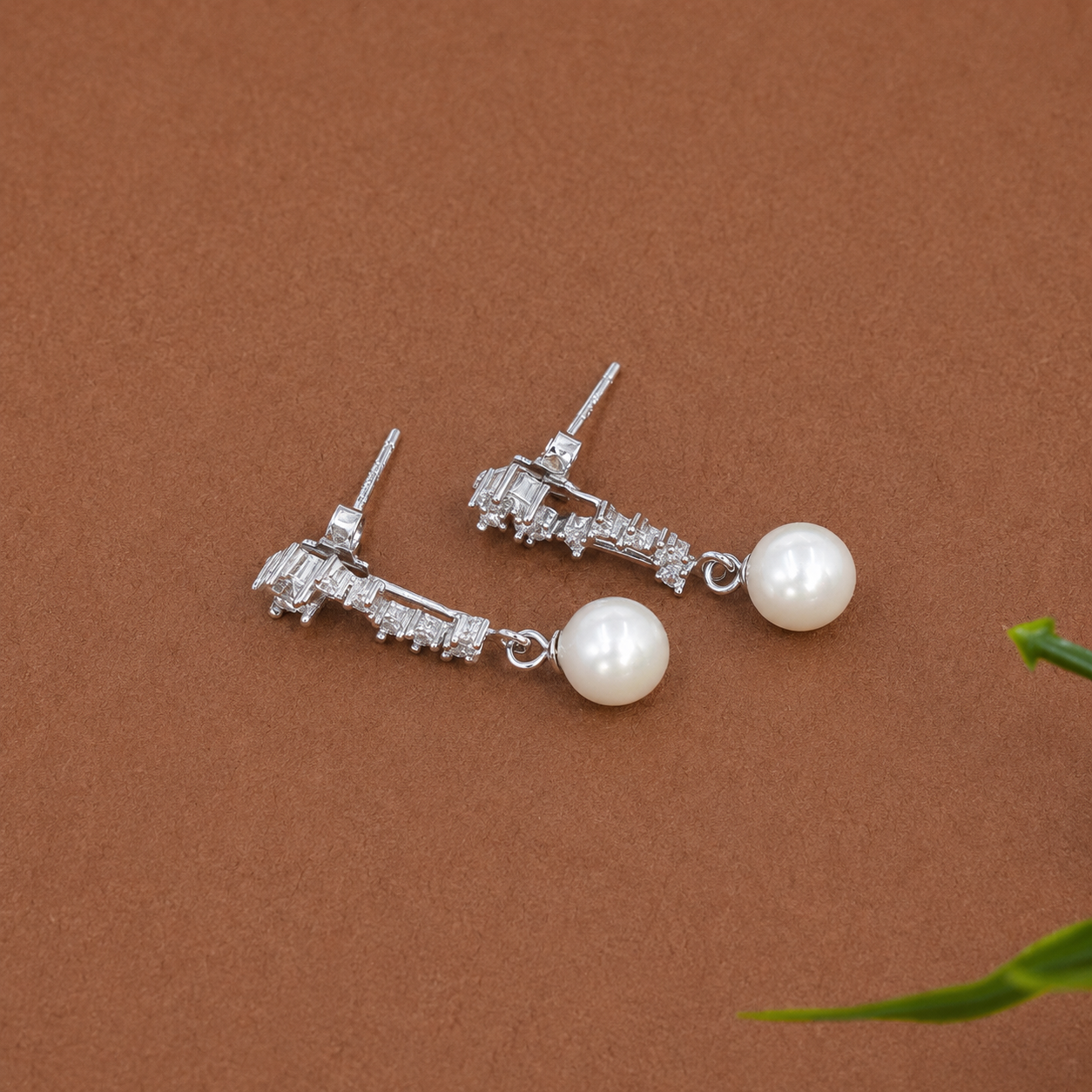 Pearl Blossom Drop Earrings – 925 Sterling Silver – OYA by Gemkara view 2