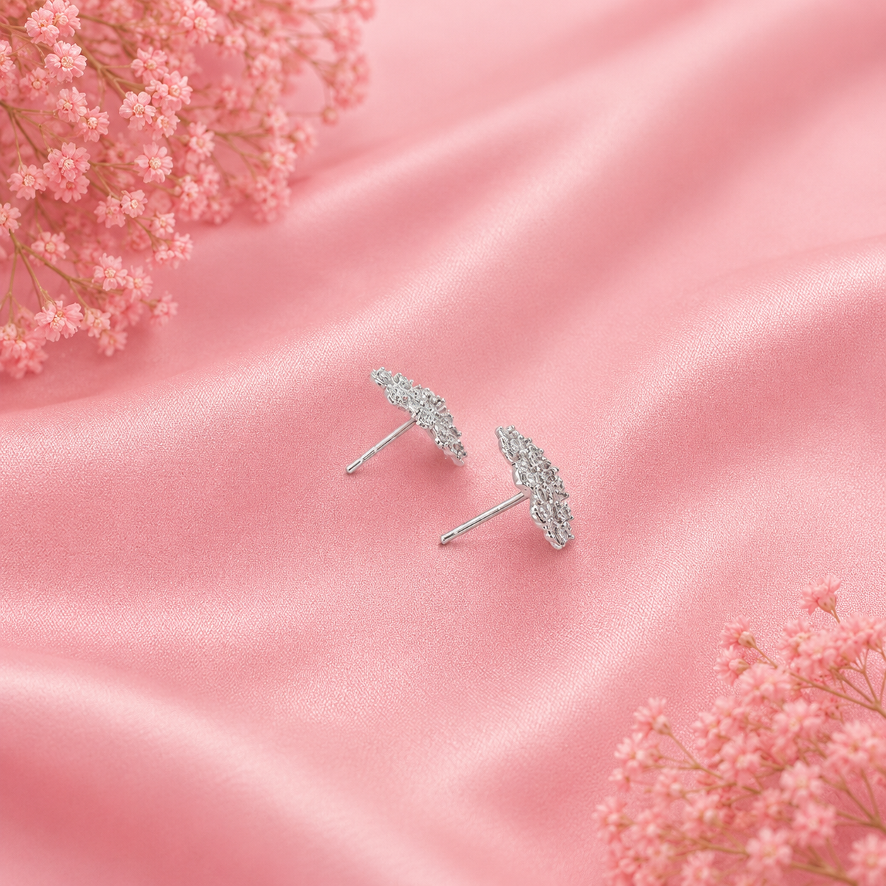 Floral Stud Earrings – 925 Sterling Silver – OYA by Gemkara view 4