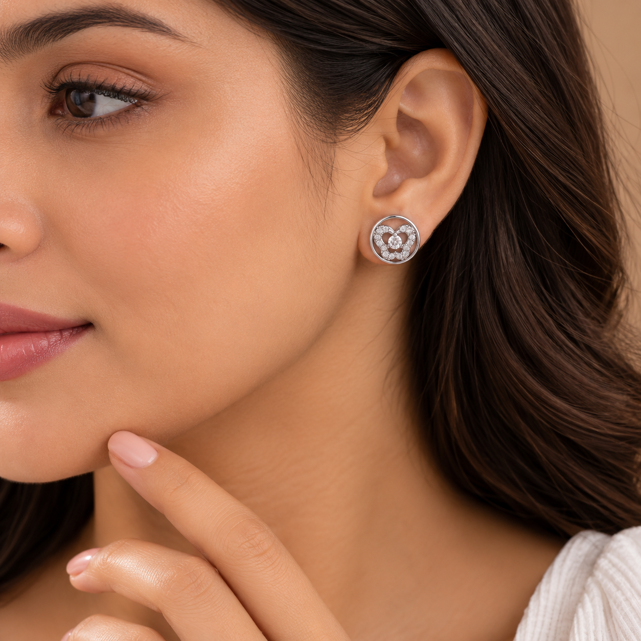 Floral Halo Stud Earrings – 925 Sterling Silver – OYA by Gemkara view 2