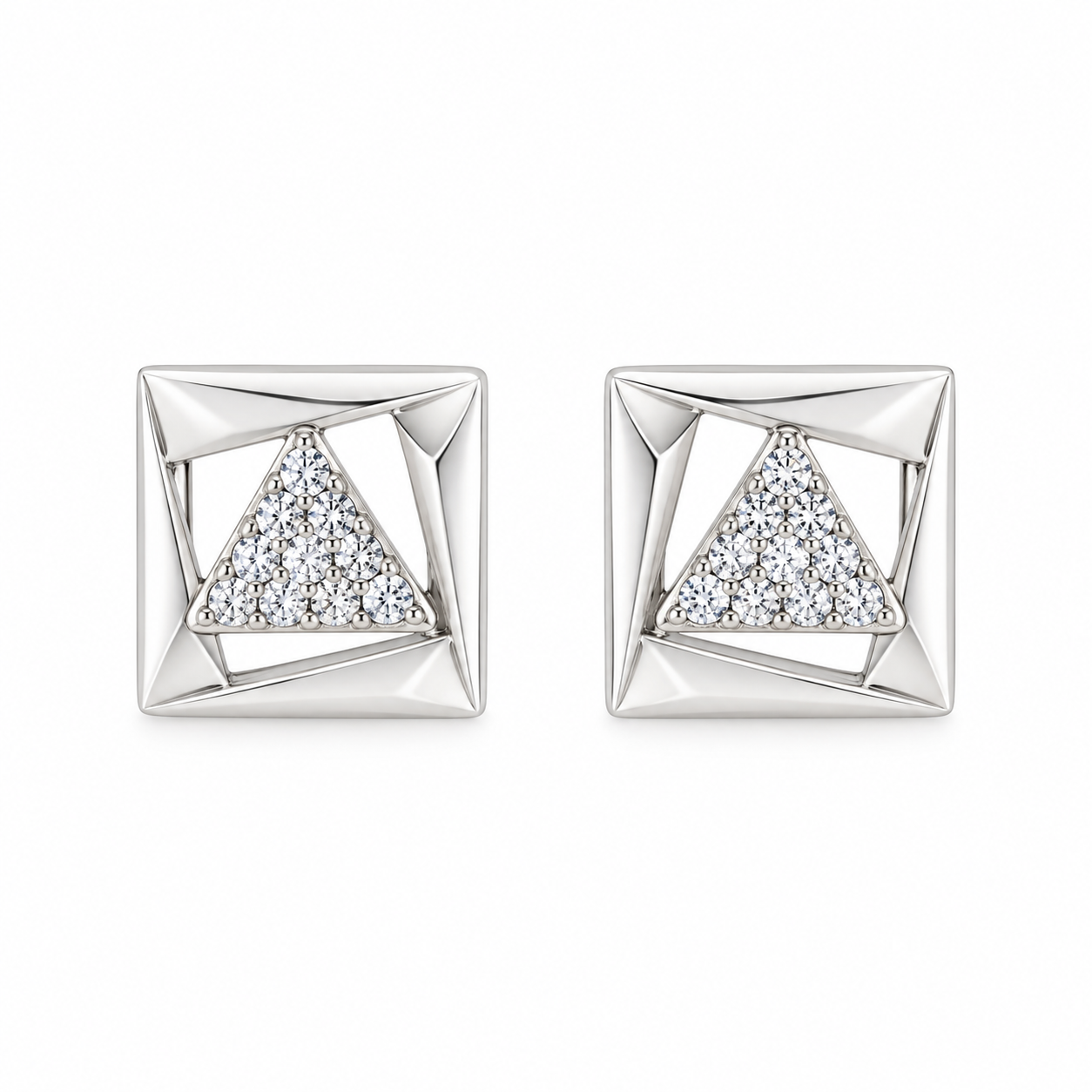 Triangle Stud Earrings – 925 Sterling Silver – OYA by Gemkara view 1