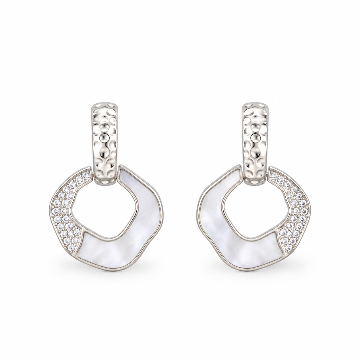 Geometric Hoop Earrings – 925 Sterling Silver – OYA by Gemkara view 1