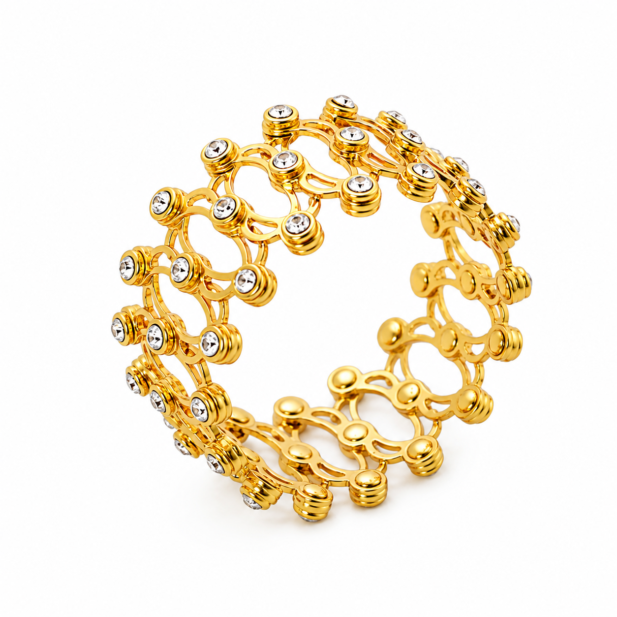Italian Gold CZ Oval Link Bracelet – 925 Sterling Silver – OYA by Gemkara view 3