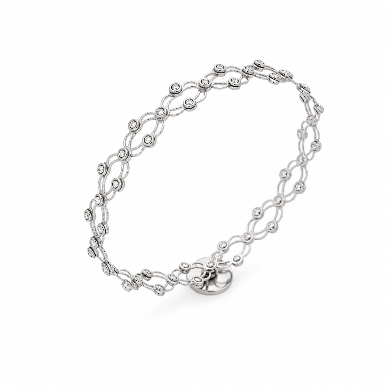 Italian CZ Oval Link Bracelet – 925 Sterling Silver – OYA by Gemkara view 1