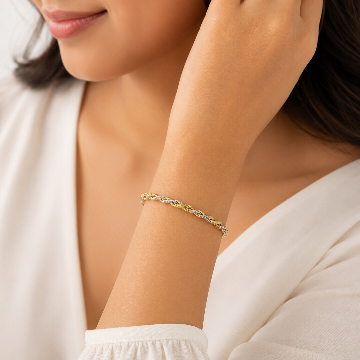 Italian Two-Tone Snake Chain Bracelet – 925 Sterling Silver – OYA by Gemkara view 2