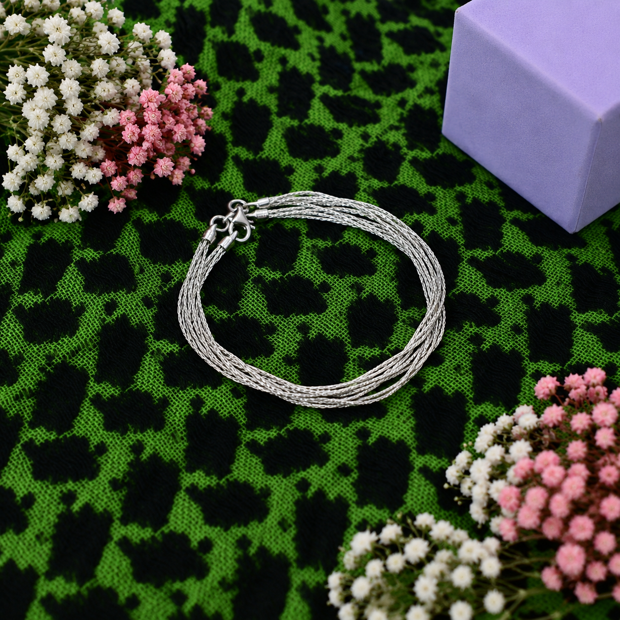 Italian Multi-Strand Diamond Cut Bracelet – 925 Sterling Silver – OYA by Gemkara view 3