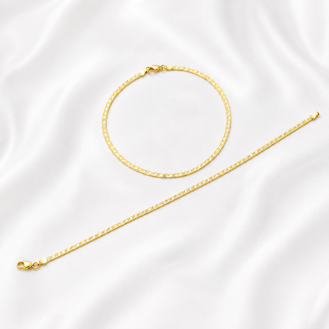 Italian Gold Star Mesh Anklet – 925 Sterling Silver – OYA by Gemkara view 3