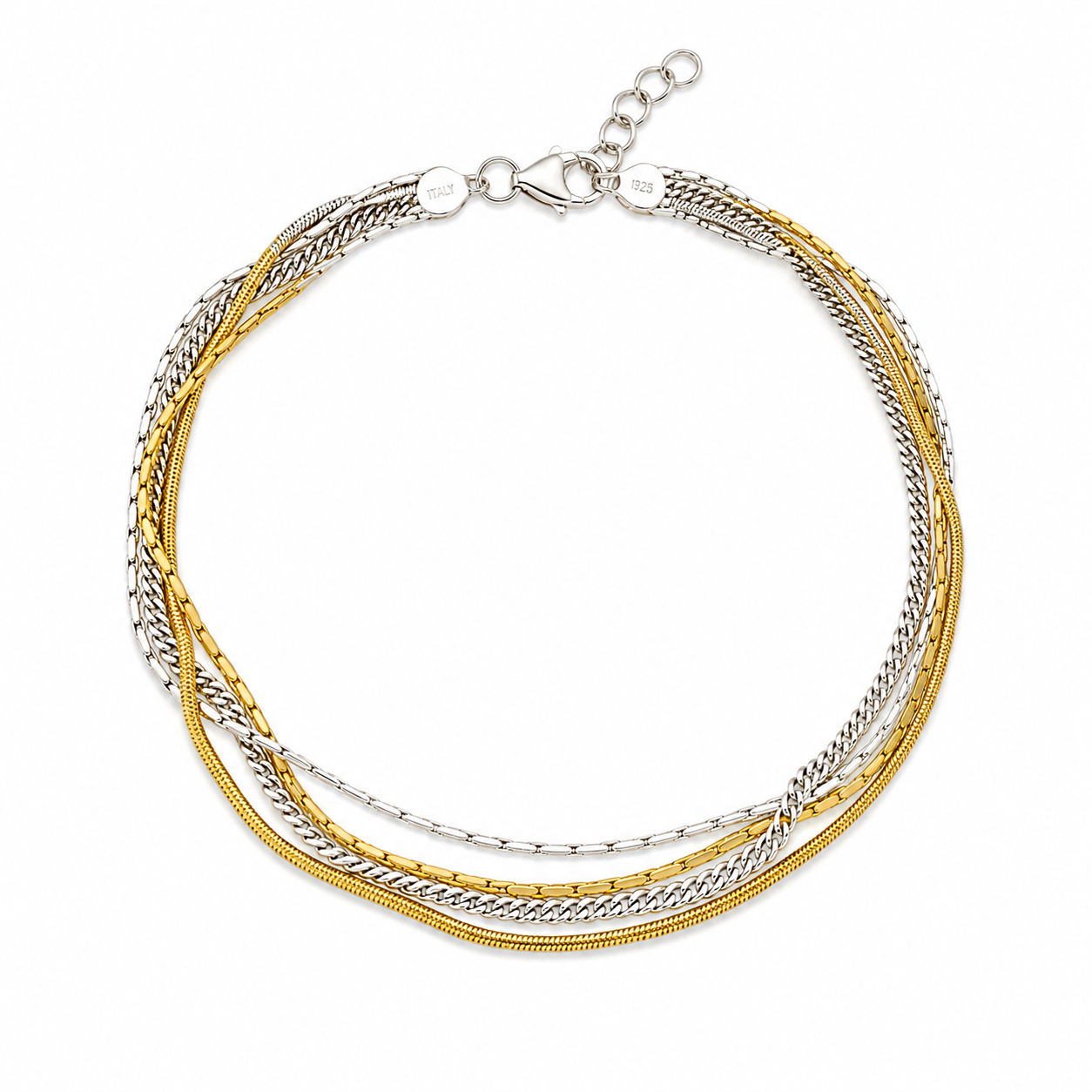 Italian Layered Chain Anklet – 925 Sterling Silver – OYA by Gemkara view 1
