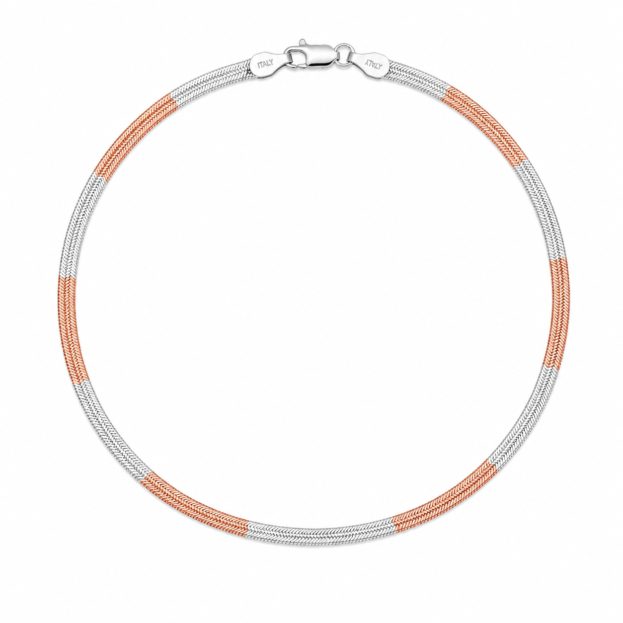 Italian Two-Tone Mesh Anklet – 925 Sterling Silver – OYA by Gemkara view 1