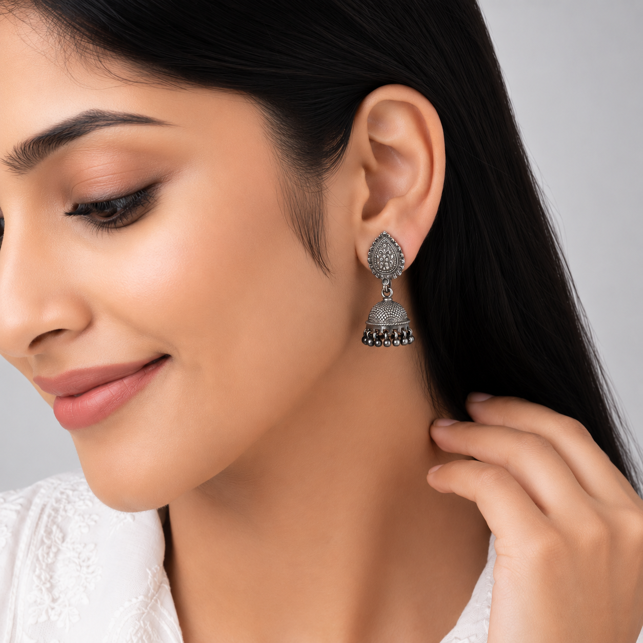 Vajra Jhumka – 925 Sterling Silver – OYA by Gemkara view 2