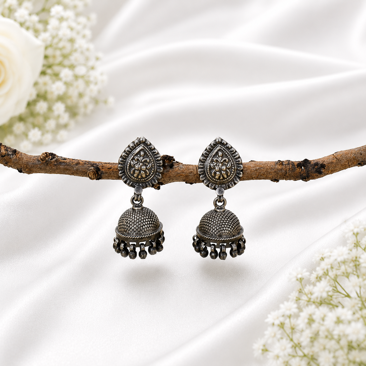 Vajra Jhumka – 925 Sterling Silver – OYA by Gemkara view 4