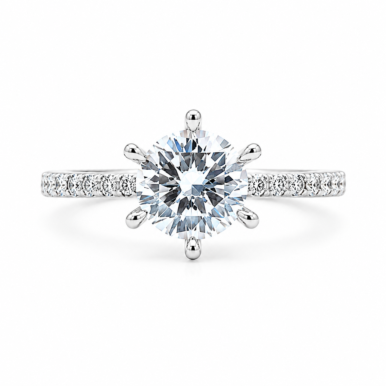 Classic 6-Prong Engagement Ring – 925 Sterling Silver – OYA by Gemkara view 1