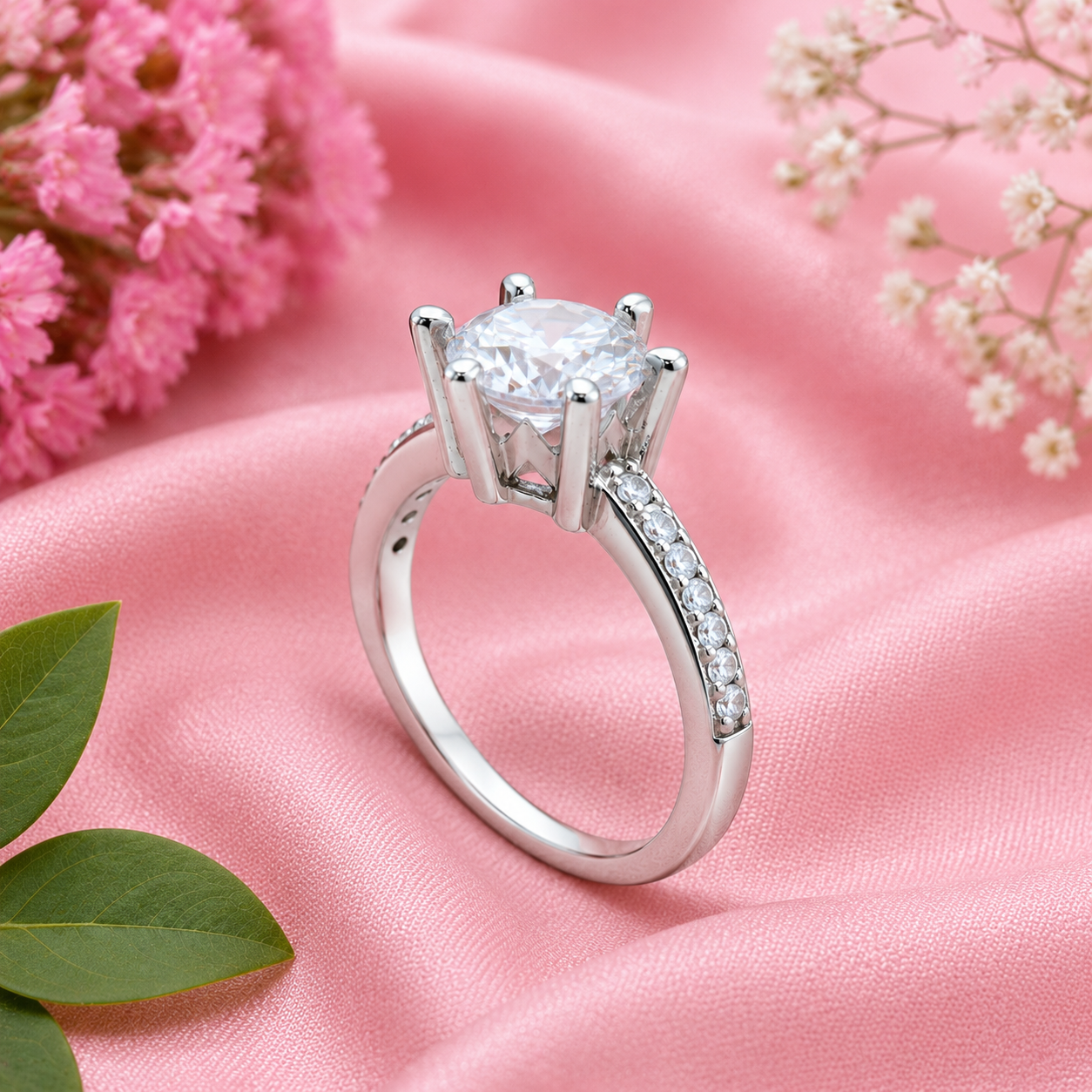 Classic 6-Prong Engagement Ring – 925 Sterling Silver – OYA by Gemkara view 2