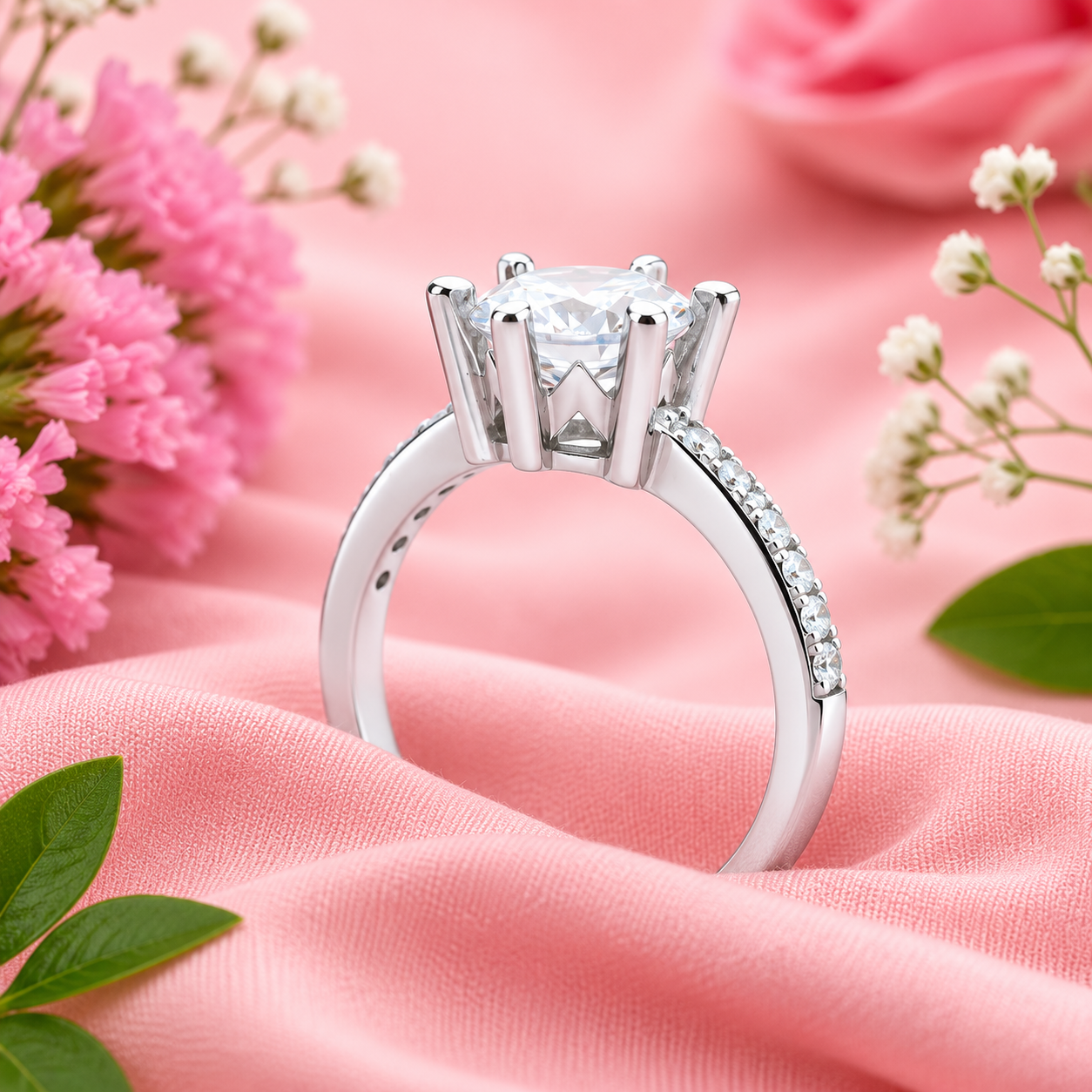 Classic 6-Prong Engagement Ring – 925 Sterling Silver – OYA by Gemkara view 3
