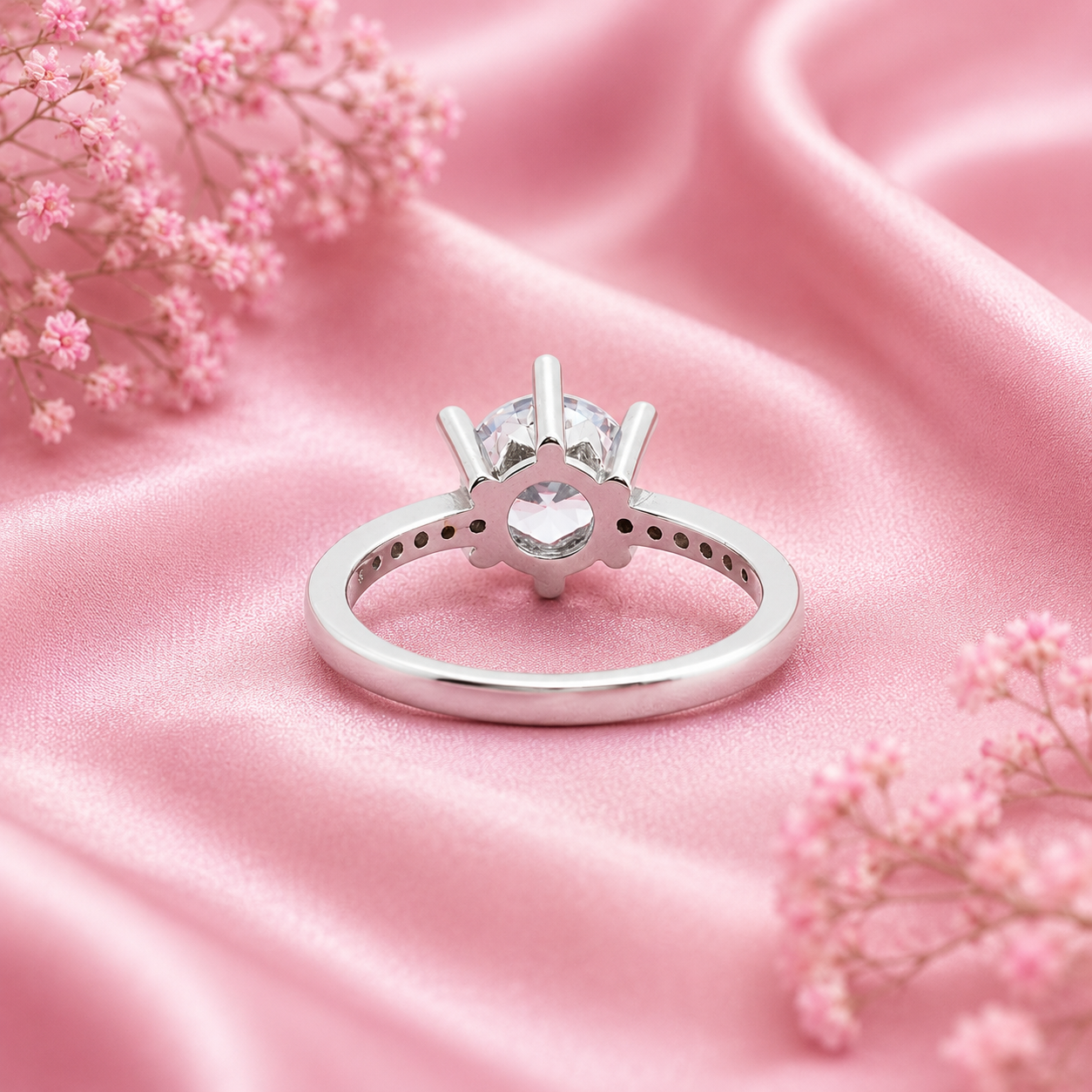 Classic 6-Prong Engagement Ring – 925 Sterling Silver – OYA by Gemkara view 4
