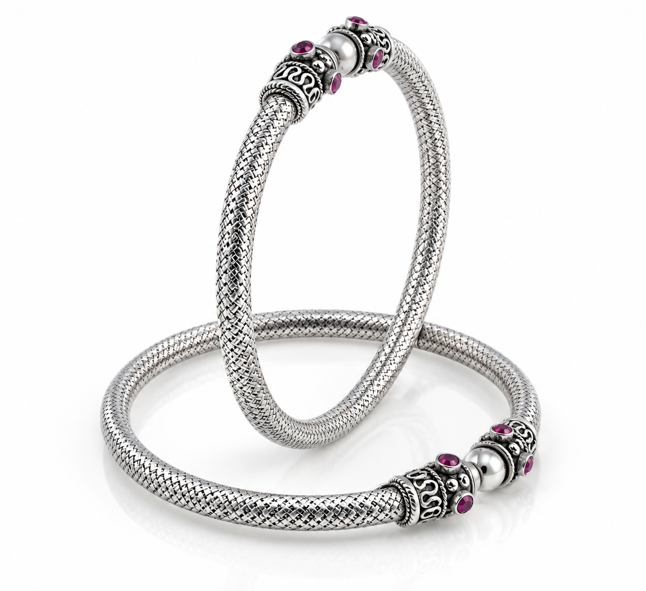 Oxidized Ruby Mesh Bracelet