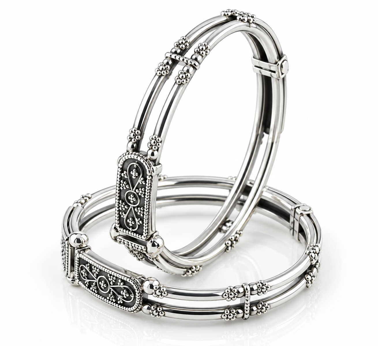 Oxidized Heritage Kada – 925 Sterling Silver – OYA by Gemkara view 1