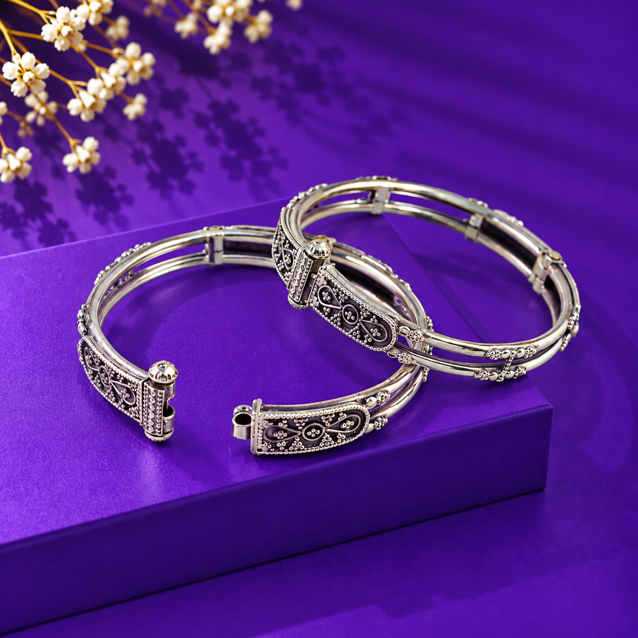 Oxidized Heritage Kada – 925 Sterling Silver – OYA by Gemkara view 4