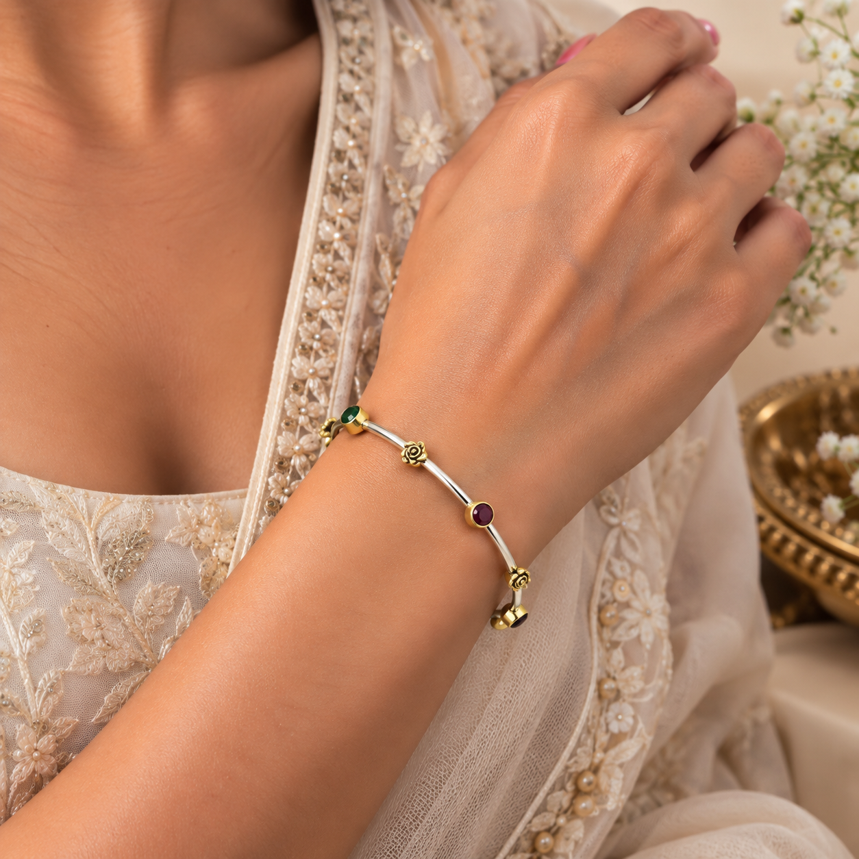 Gold Polish Multicolor Charm Bangle preview