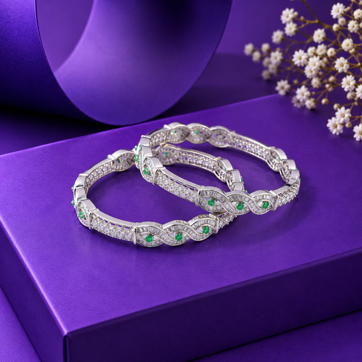 Oxidized Floral Heritage Bangle – 925 Sterling Silver – OYA by Gemkara view 3