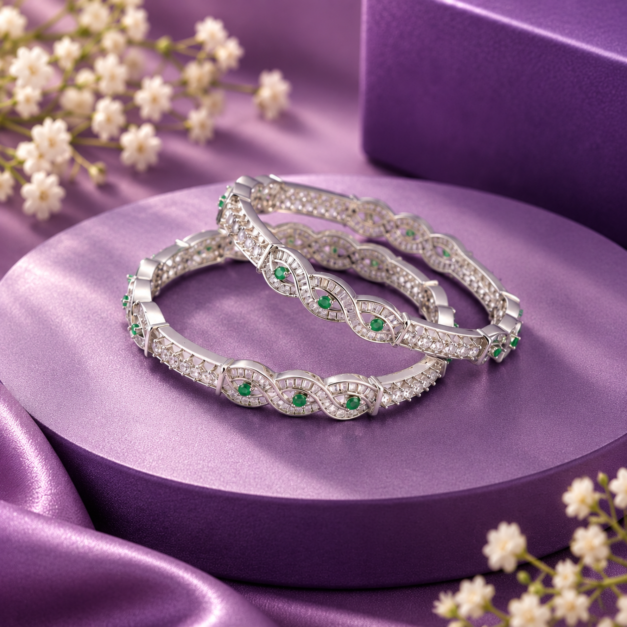 Oxidized Floral Heritage Bangle – 925 Sterling Silver – OYA by Gemkara view 4