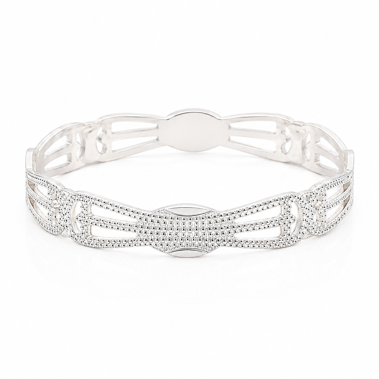Textured Silver Cuff Bracelet – OYA by Gemkara view 1