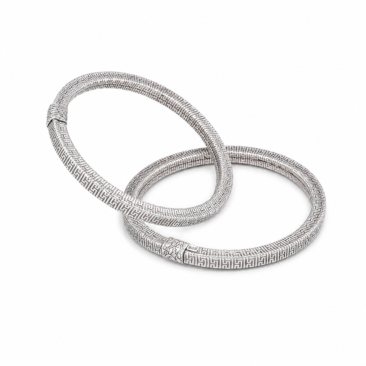 Oxidized Silver Greek Key Bangle