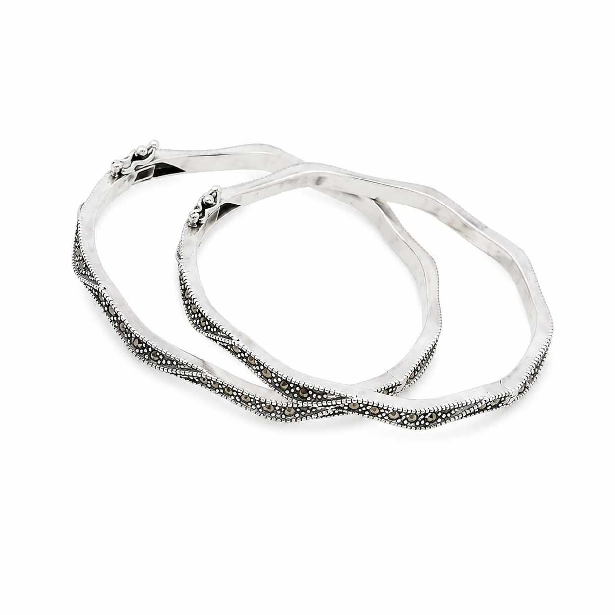 Ruby Stone Silver Tennis Bangle – OYA by Gemkara view 3