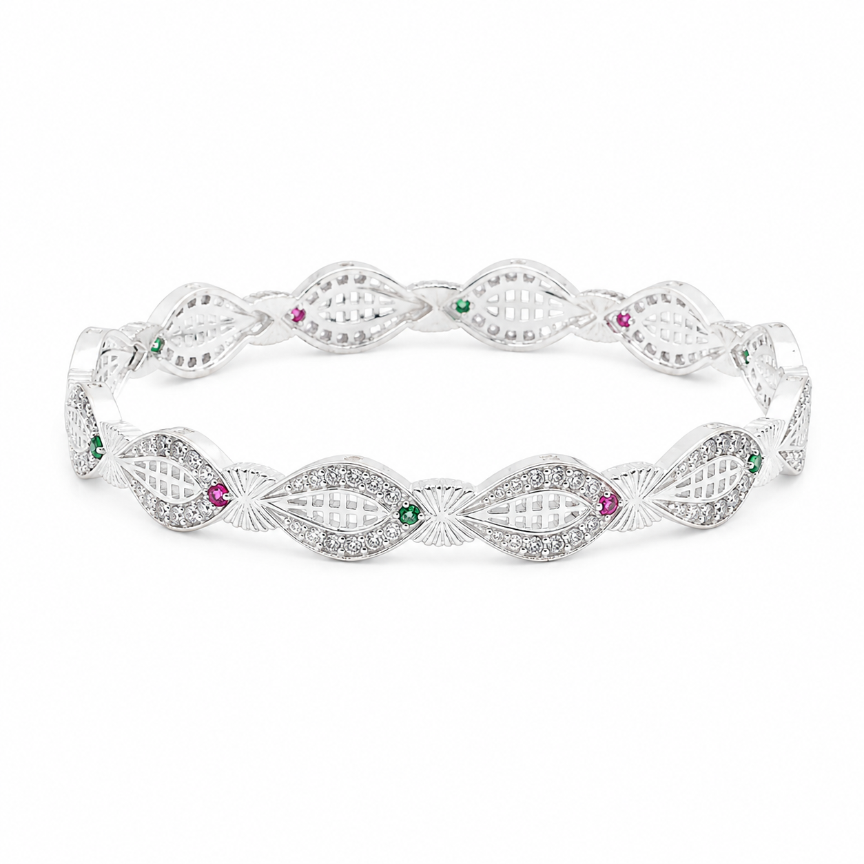 Floral Multicolor Silver Bracelet – OYA by Gemkara view 1