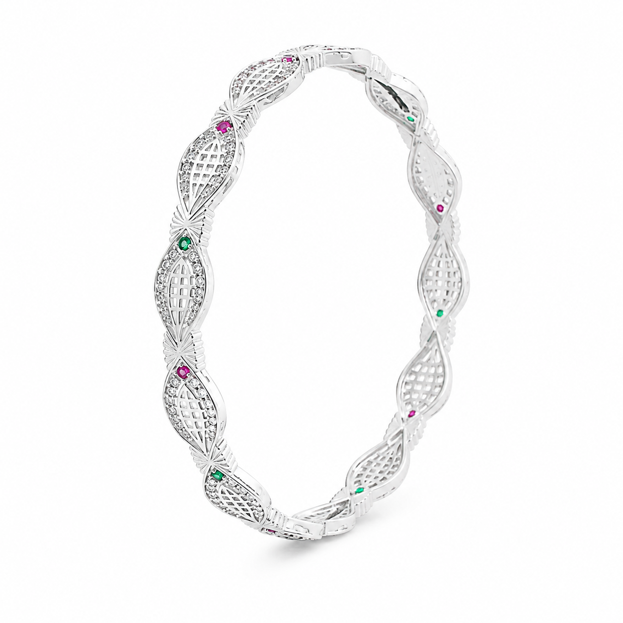 Floral Multicolor Silver Bracelet – OYA by Gemkara view 3