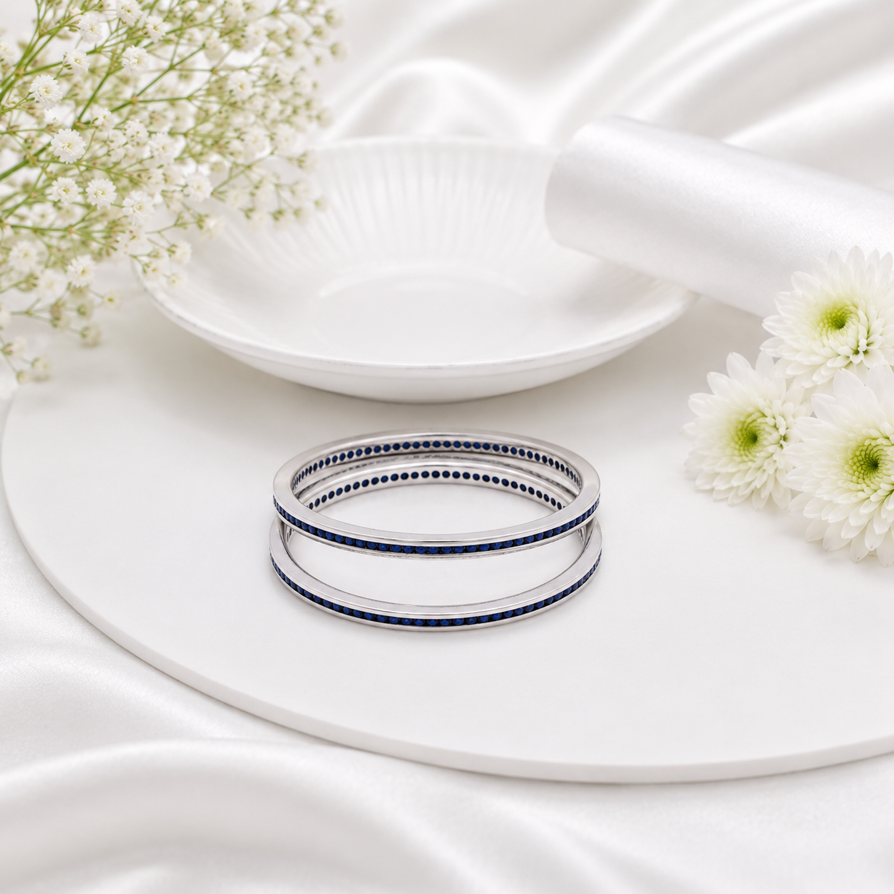 Blue Sapphire Silver Bracelet – OYA by Gemkara view 2