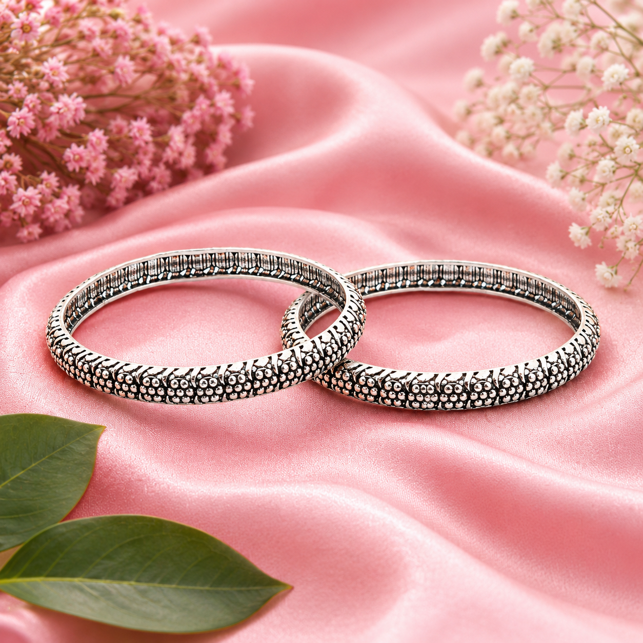 Antique Silver Bangles – OYA by Gemkara view 2