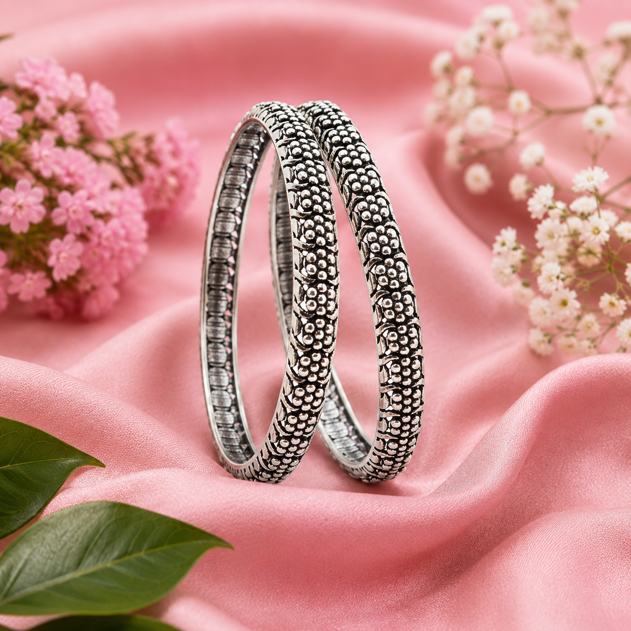 Antique Silver Bangles – OYA by Gemkara view 3