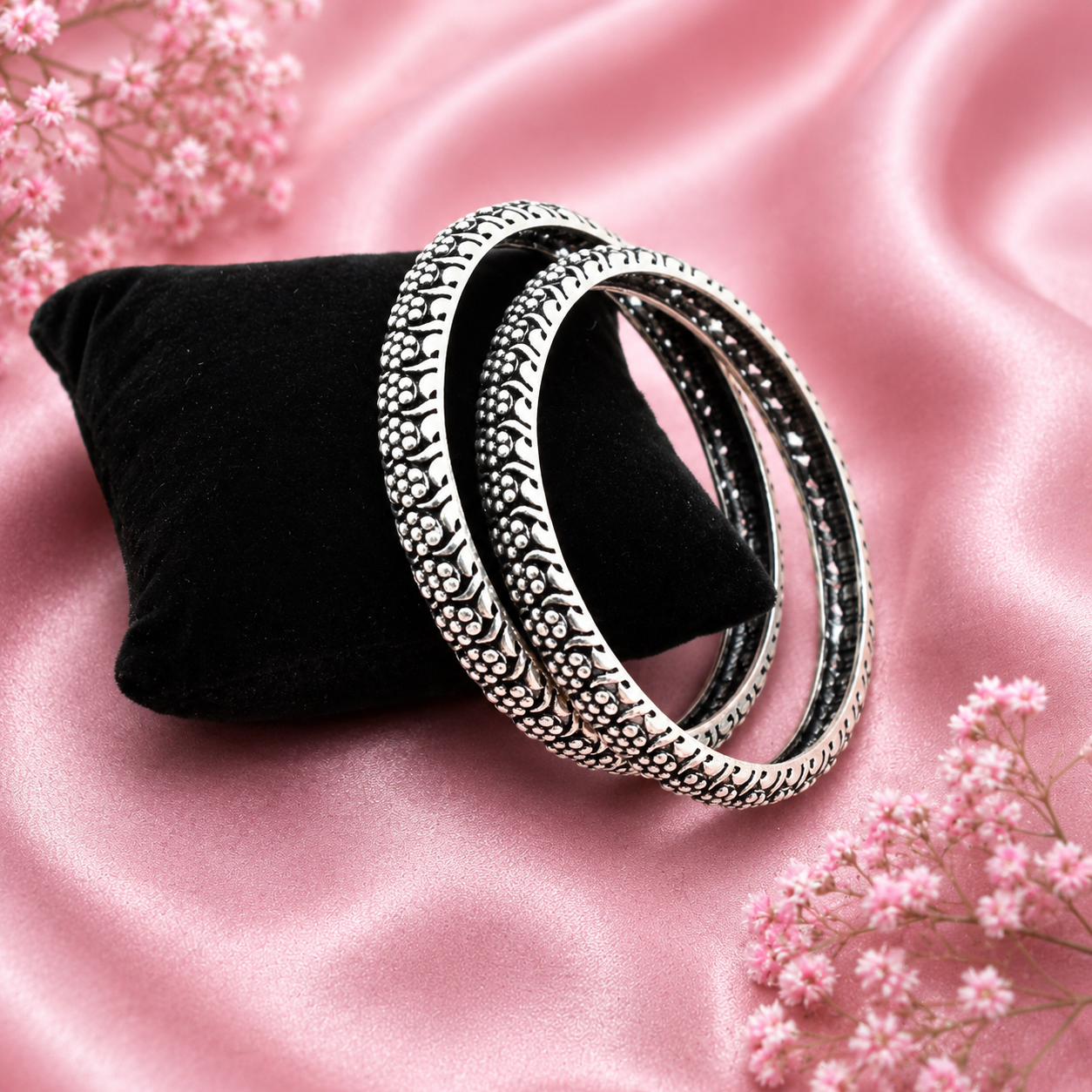 Antique Silver Bangles – OYA by Gemkara view 4