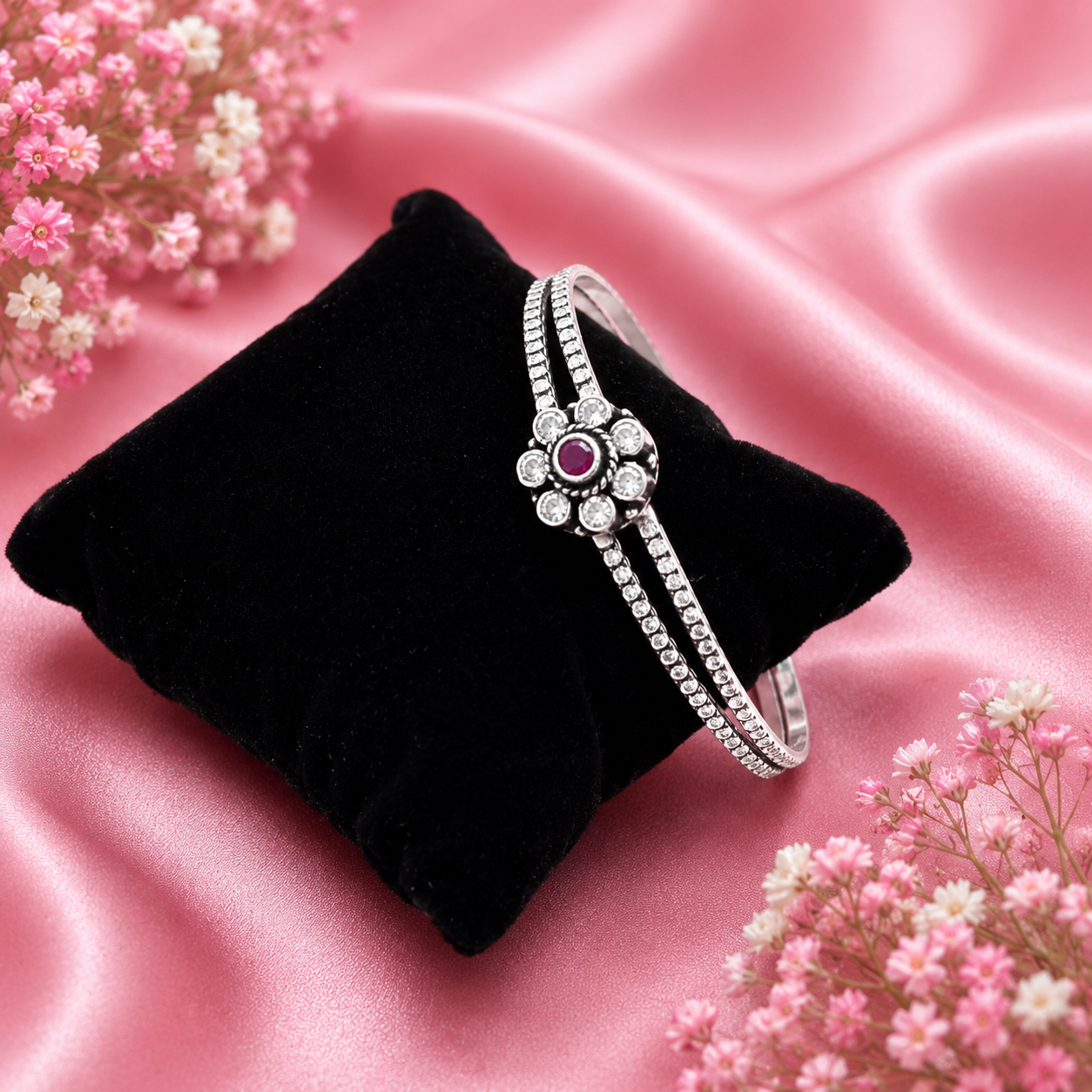 Flower Bracelet – 925 Sterling Silver – OYA by Gemkara view 4
