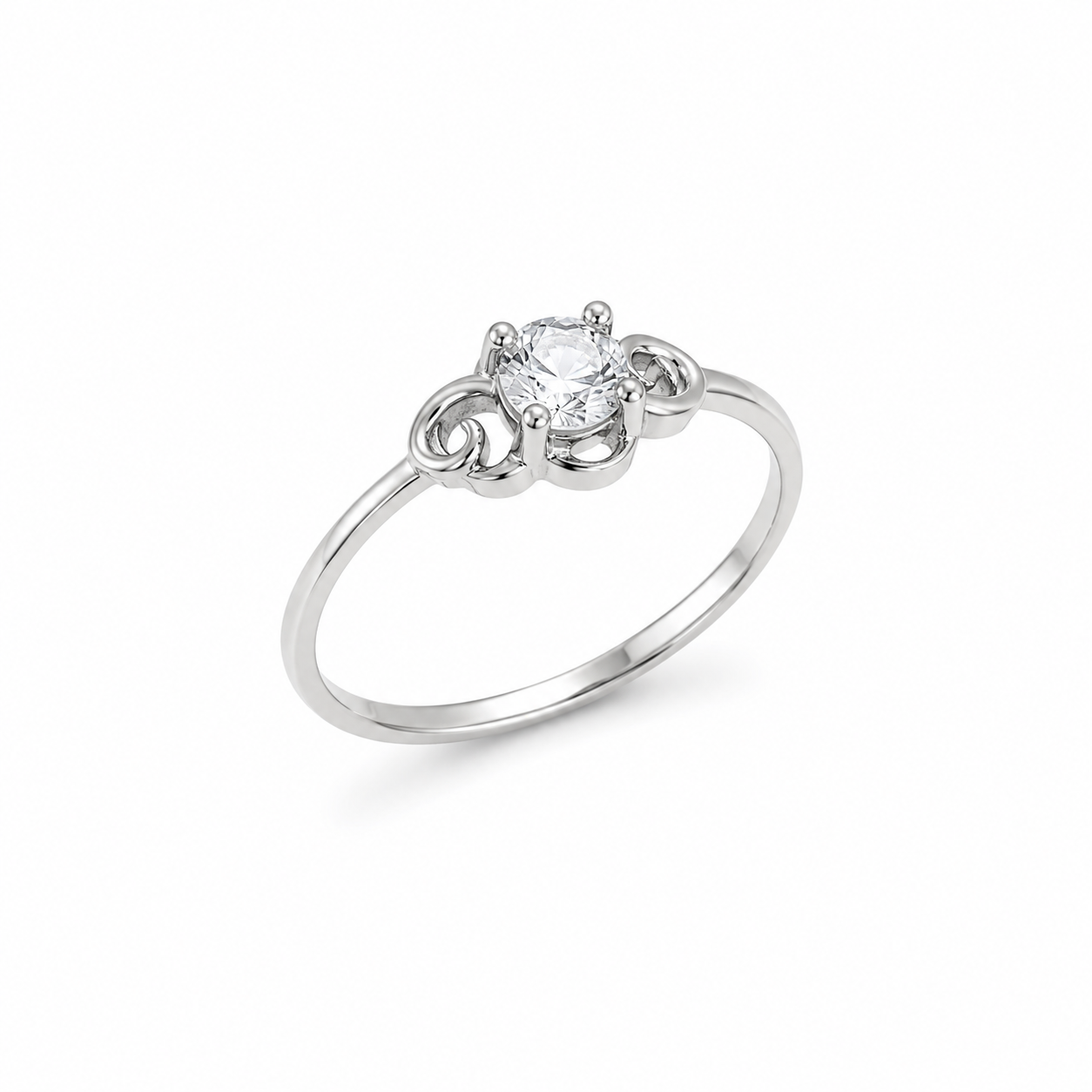 Scroll Solitaire Ring – 925 Sterling Silver – OYA by Gemkara view 3
